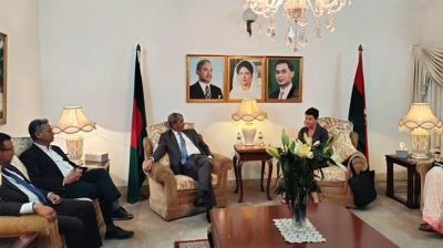 গুলশানে মির্জা ফখরুলের সঙ্গে গোয়েন লুইসের বৈঠক