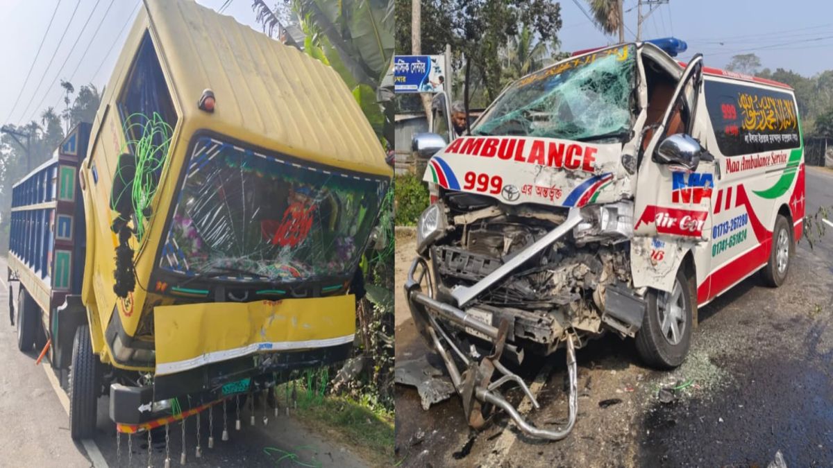 মরদেহ নিয়ে ফেরার পথে অ্যাম্বুলেন্স দুর্ঘটনায় আহত ৬