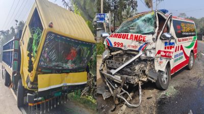 মরদেহ নিয়ে ফেরার পথে অ্যাম্বুলেন্স দুর্ঘটনায় আহত ৬