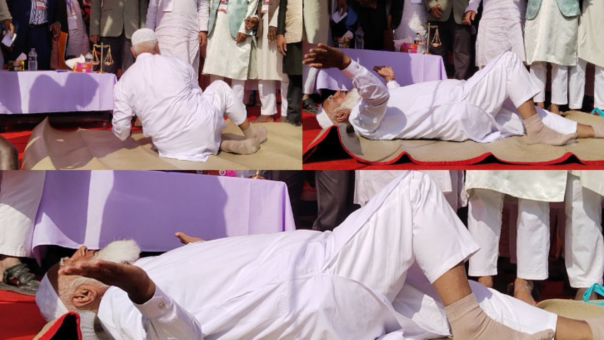 জনসভা মঞ্চেই শীতলপাটিতে শুয়ে পড়লেন জামায়াত আমির