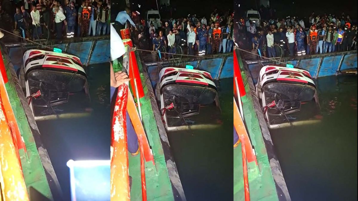 চলছে উদ্ধারকাজ, দৃশ্যমান ডুবে যাওয়া বাস