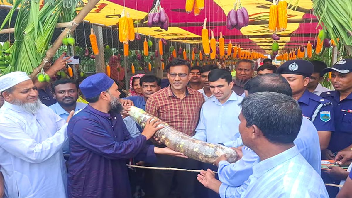 ঈশ্বরদীতে মান কচু দিয়ে প্রধান অতিথিকে বরণ